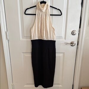 Cache Black and ivory gorgeous Halter Pencil Dress #980 #cocktail #party evening